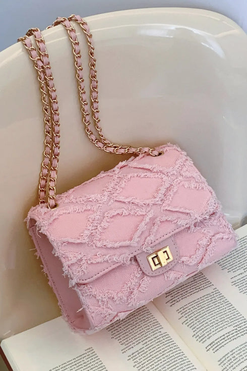 'Kehlani' Textured Denim Crossbody Bag - Celes Fashion